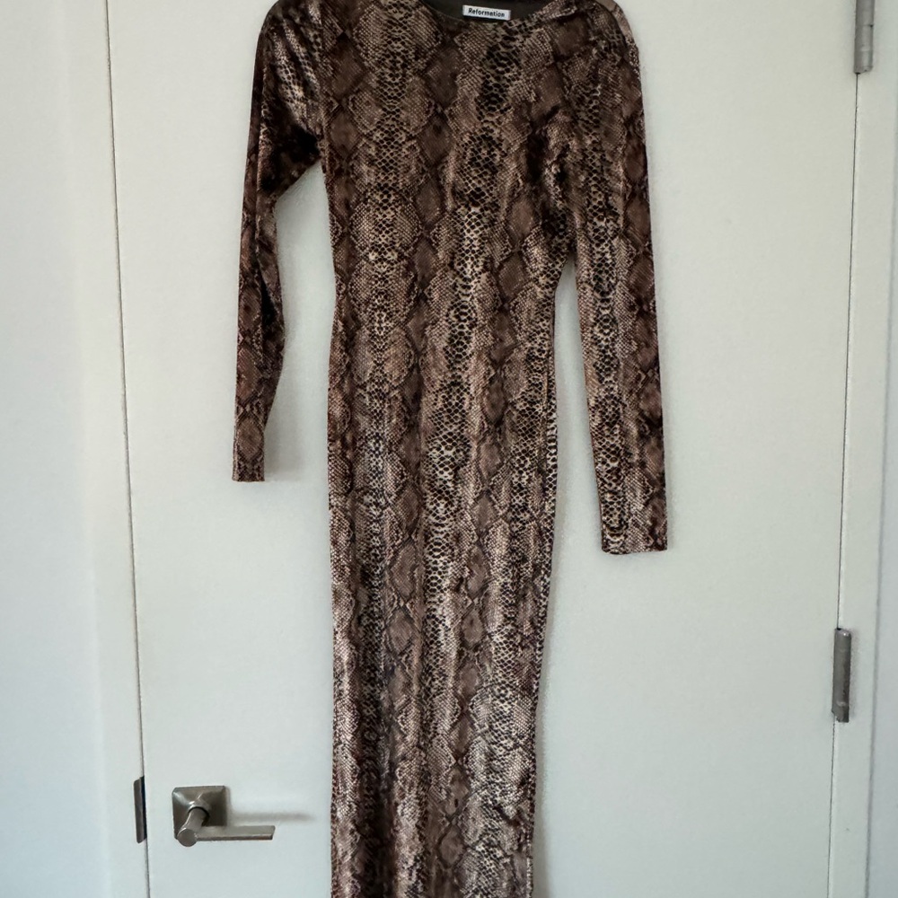 Reformation Snake Print Long Sleeve Dress - Picture 5 of 8